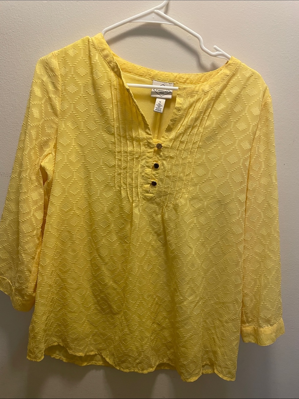 St. John's Bay Yellow Pintuck Button-Front Tunic